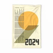 New day - Bauhaus inspired vertical calendar 2024 orange and green