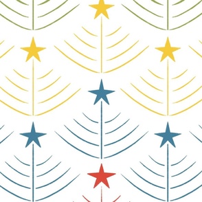 winter holiday giftwrap - red_ green_ yellow_ blue_ white - christmas hanukkah // large scale