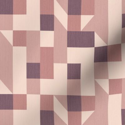 Bold monochromatic geometric abstract squares triangles // small scale 0009 C // irregular squares triangles red reds burgundy beige 