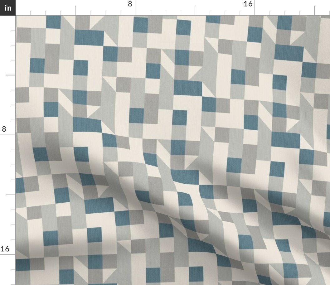 Bold monochromatic geometric abstract squares triangles // small scale 0009 A // irregular squares triangles blue gray beige 