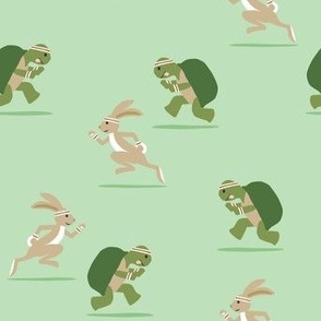 running club -tortoise and the hare - turtle and rabbit - green - LAD23
