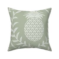 Pineapple leaves elegant damask wallpaper Salisbury green 