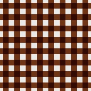 1/2" Gingham Buffalo Plaid Check {Dark Gingerbread / Copper Brown on Off White / Pale Gray} 