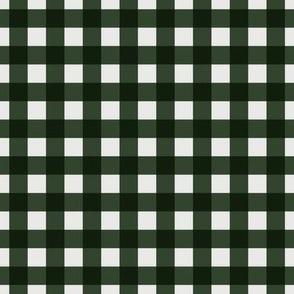 1/2" Gingham Buffalo Plaid Check {Forest Green / Pine Green on Off White / Pale Gray} 