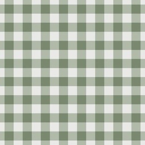 1/2" Gingham Buffalo Plaid Check {Sage Green on Off White / Pale Gray} 