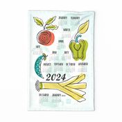 Eat Your Veggies 2024 Calendar Tea Towel and Wall Hanging