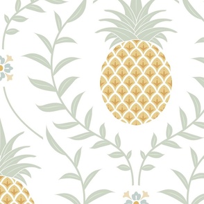 Pineapple Leaf Damask Elegant wallpaper - Large