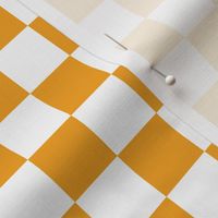 One Inch Orange and White Checkerboard Squares