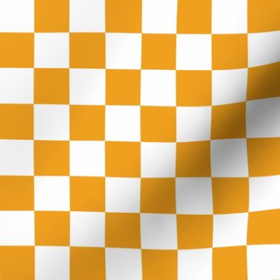 One Inch Orange and White Checkerboard Squares