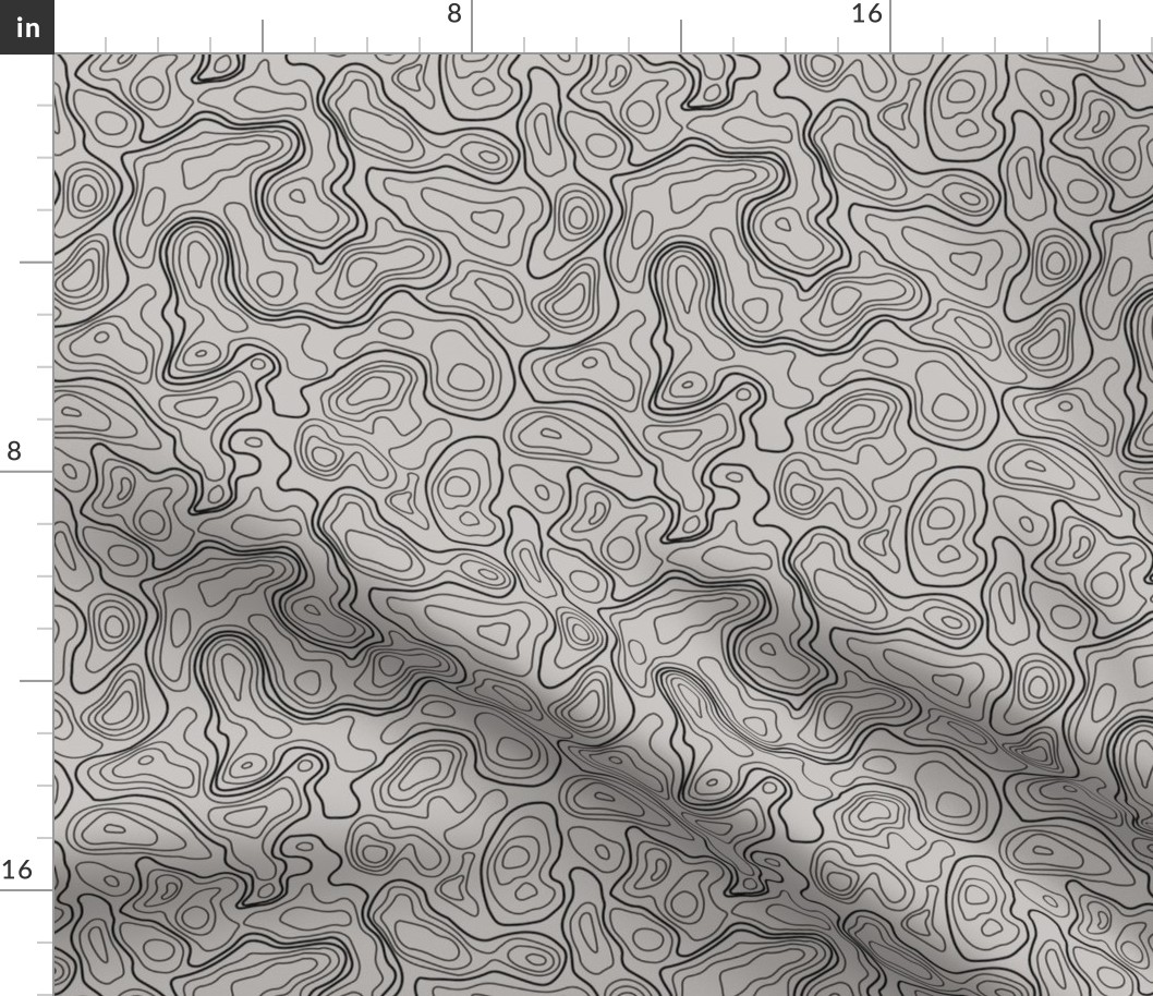(L) Grey Topographic Map