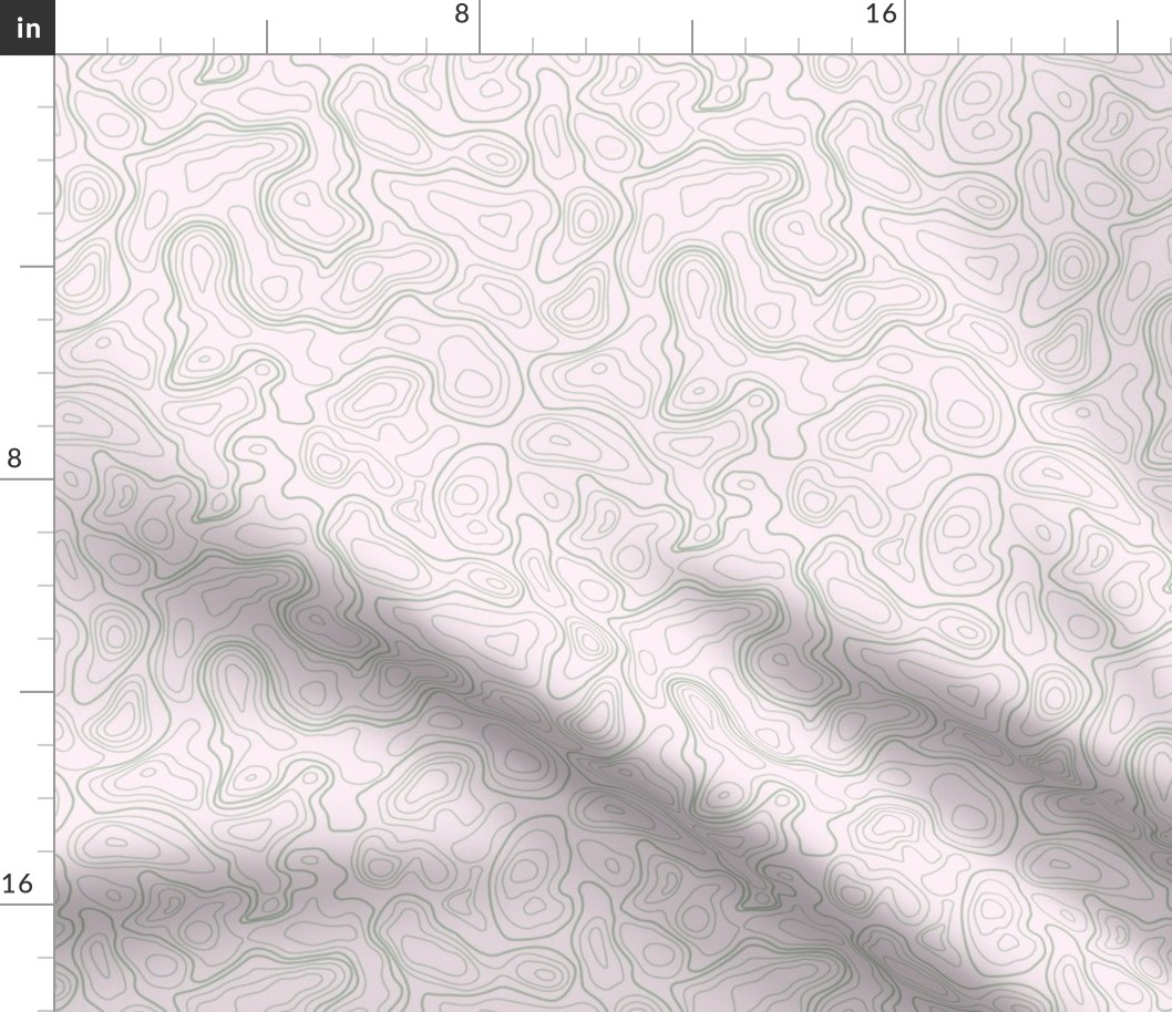 (L) Sage on Blush Abstract Topographic Map