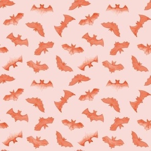 Small / Halloween Bats Orange on Blush