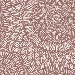 fancy mandala - copper rose pink_ creamy white - hand drawn tile