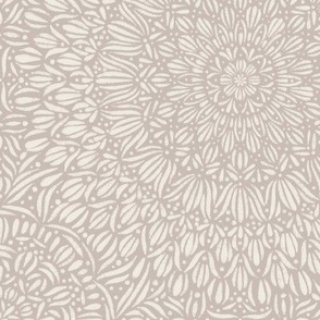 fancy mandala - creamy white_ silver rust blush - hand drawn tile