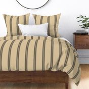 Ticking Stripe for linen cotton canvas beige black 2085-71