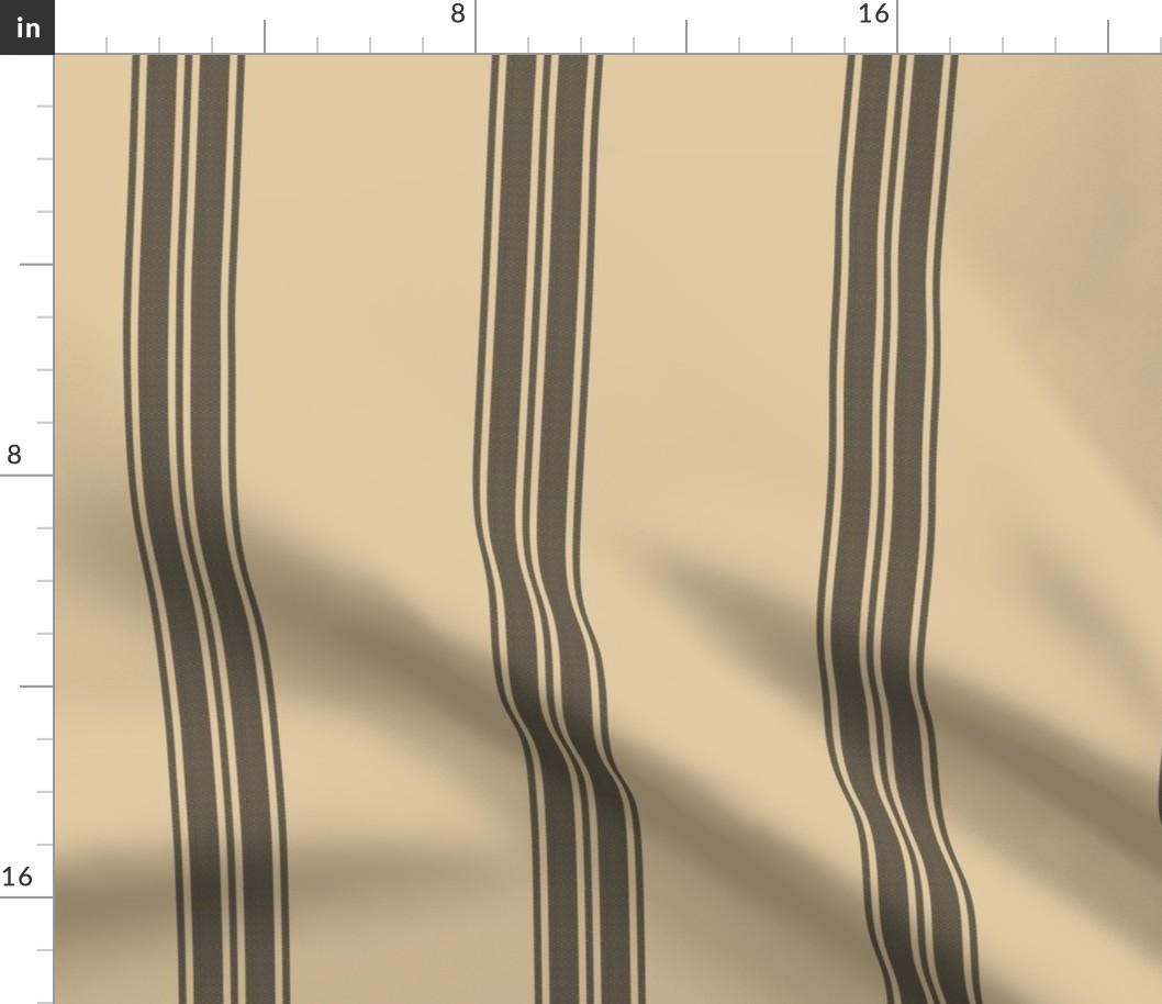 Ticking Stripe for linen cotton canvas beige black 2085-71