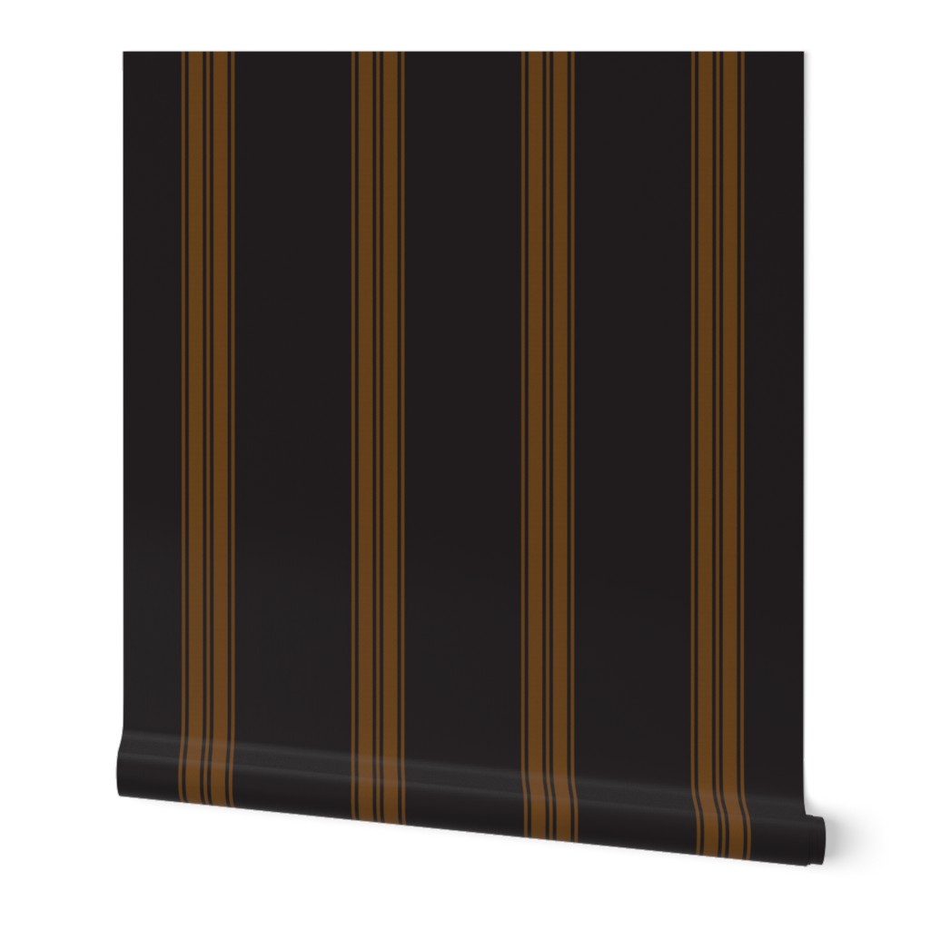 Ticking Stripe for linen cotton canvas black orange 2085-72