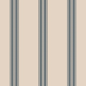 Ticking Stripe for linen cotton canvas light beige and blue 2085-52