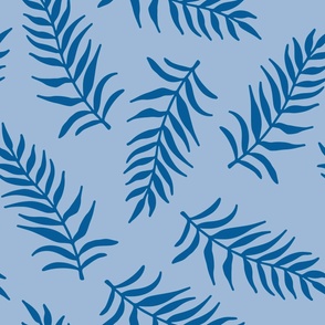 Ferns Coordinate Pattern // large // ferns, leaves, botanical, dark blue, light blue