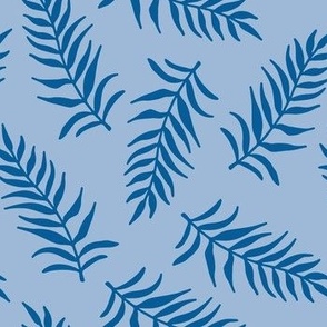Ferns Coordinate Pattern // small // ferns, leaves, botanical, dark blue, light blue