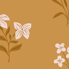 Canadian Wildflowers in Mustard  | Small Version | Bohemian Style Pattern in the Woodlands