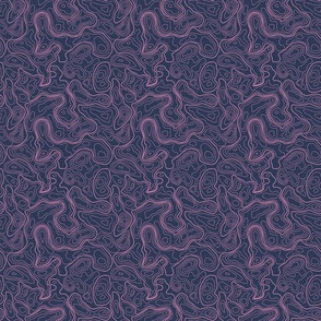 (S) Pink on Navy Topographic Map 