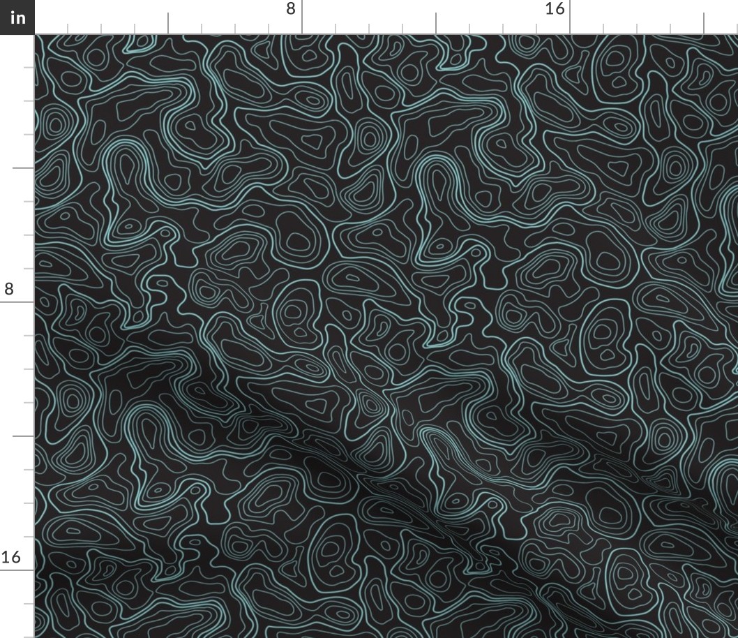 (L) Blue on Charcoal Topographic Map