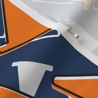 Autocross cones in orange with navy blue