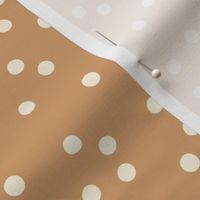 Hand Drawn Polka Dot in Cream on Boho Brown