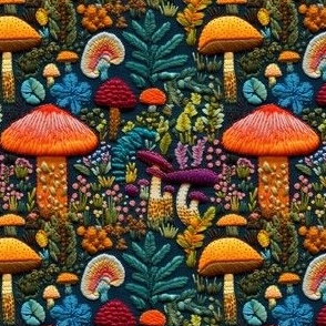 Mushroom Fun- Faux Embroidery