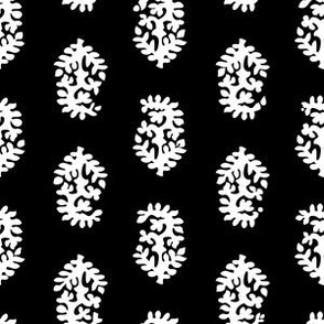 Block print single flower black white