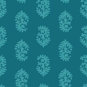 Block print single flower camo teal