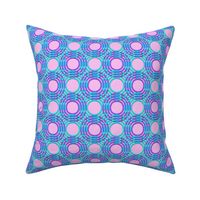3D Woven Turquoise & Purple Concentric Circles on Pink