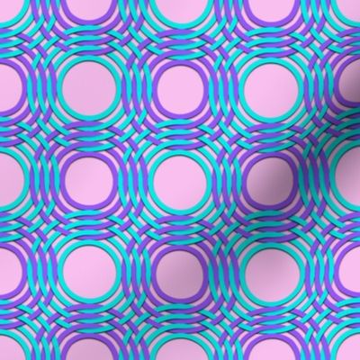 3D Woven Turquoise & Purple Concentric Circles on Pink