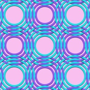 3D Woven Turquoise & Purple Concentric Circles on Pink