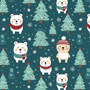Christmas tree, santa polar bear