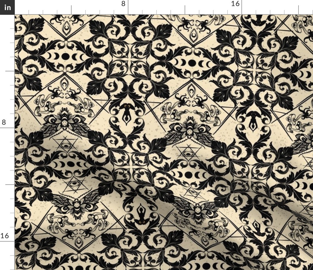 Witch damask or Wiccan Ikat for upholstery 