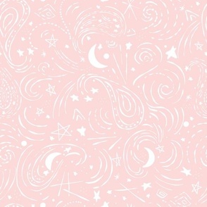 Written in the stars baby pink and white stars moon sky by Jac Slade