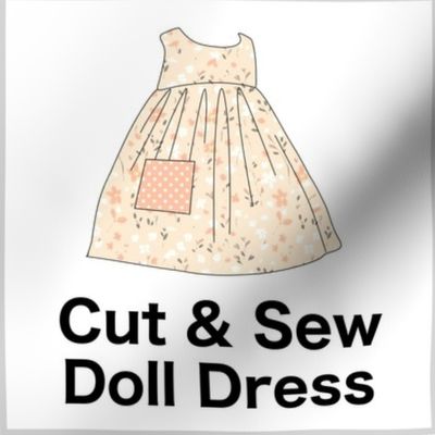   Cut & Sew Dress (Tiny Flowers in Peach White Ginger) on FAT QUARTER for Forever Virginia Dolls and other 1/8, 1/6 and 1/5 scale child dolls // little small scale tiny mini micro doll