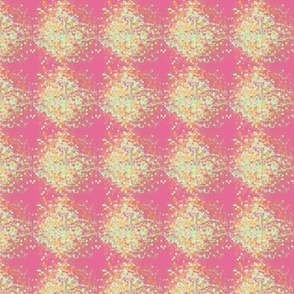 (XS) PInk  & Pastel Green , Yellow & Orange_80s Nostalgia Confetti Quilt Block Design