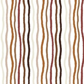 Small - Wavy Earth Tones Stripes - brown bronze rust