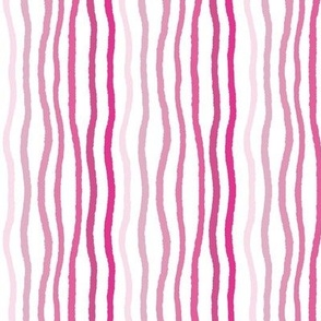 Small - Wavy Monochromatic Magenta Pink Stripes 