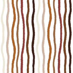 Large - Wavy Earth Tones Stripes - brown bronze rust 