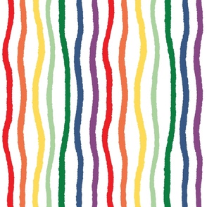 Large - Wavy Rainbow Stripes - red orange yellow green blue purple 