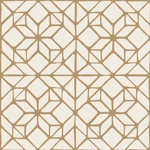 medium scale // wonky tile - creamy white_ lion gold mustard - hand drawn geometric