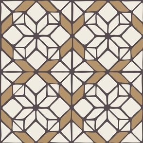 medium scale // wonky tile - creamy white_ lion gold_ purple brown - hand drawn geometric