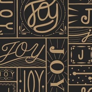 joy - lion gold_ raisin black - christmas holiday hand lettered geometric