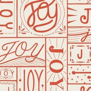 joy - red and white - christmas holiday hand lettered geometric