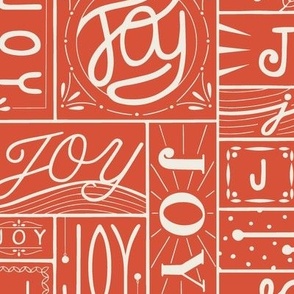 joy - red and white 02 - christmas holiday hand lettered geometric