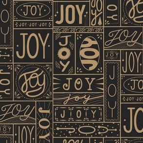 joy - lion gold_ raisin black - christmas holiday hand lettered geometric // small scale